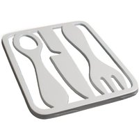 Untersetzer aus weißem Metall mit Design-Besteck - Set von 2 Untersetzer aus weißem Metall mit Design-Besteck - Set von 2 von ASTUCEO