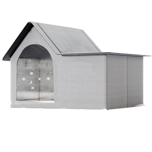 ASTVDFQK Hundehütte for Drinnen Oder Draußen, Katzenhaus,Wetterfester Unterschlupf for Streunende Katzen, Türvorhang, Reißverschluss-Design(Standard,L) von ASTVDFQK