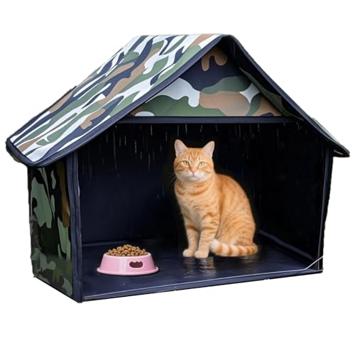 ASTVDFQK Katzenhaus for Draußen, Großes Winterhaus for Katzen Und Kleine Hunde Im Innen- Und Außenbereich, Hundehütte,Einfach Zu Montieren von ASTVDFQK