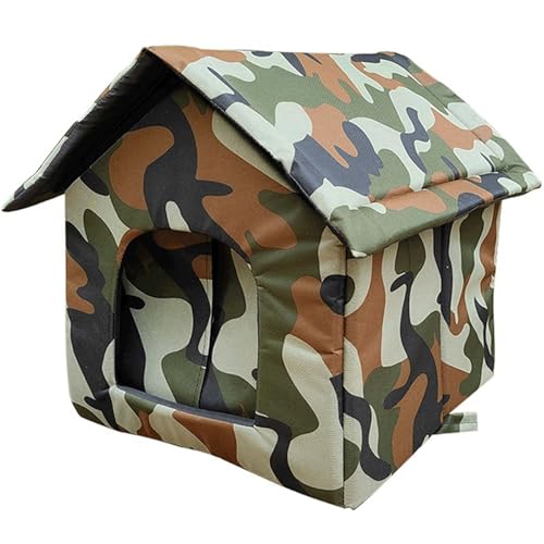 ASTVDFQK Katzenhaus for Draußen Mit Stützrahmen, Türvorhang, Verdickter Polsterung, for Katzen Im Innen- Und Außenbereich(XL) von ASTVDFQK