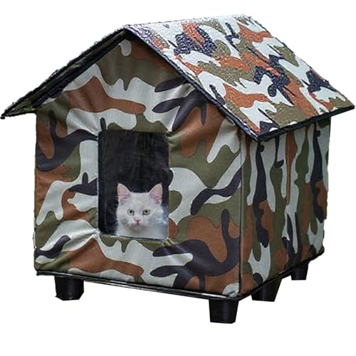 ASTVDFQK Unterschlupf for Streunende Katzen, Wasserdichtes Katzenhaus for Den Außenbereich, Mit Erhöhtem Sockel, for Mehrere Katzen Und Kleine Hunde(B) von ASTVDFQK