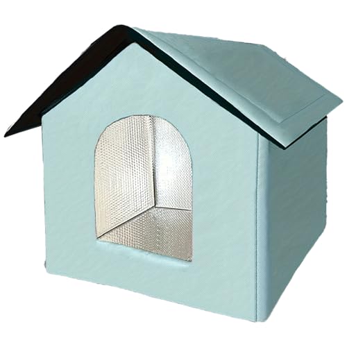 ASTVDFQK Wetterfestes Katzenhaus for Draußen, Unterschlupf for Wildkatzen for Mehrere Katzen, for Den Außen- Und Innenbereich(Blue,L) von ASTVDFQK