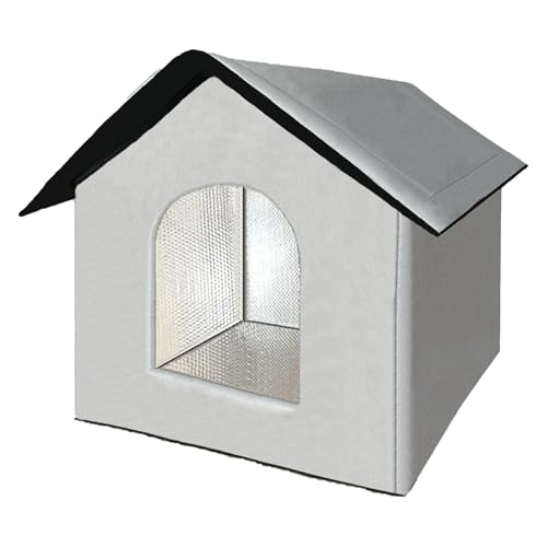 ASTVDFQK Wetterfestes Katzenhaus for Draußen, Unterschlupf for Wildkatzen for Mehrere Katzen, for Den Außen- Und Innenbereich(Gray,S) von ASTVDFQK