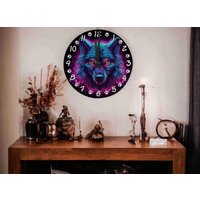 Einzigartige Wanduhr Mit Wolf Wölfe Wolfsmotiv Glasuhr Hartfaseruhr von ASTWerbung