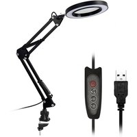 5-fache Lupe, Schreibtischlampe, Lupe, LED-Licht, faltbare Leselampe mit drei Dimmmodi, USB-Stromversorgung von ASUPERMALL