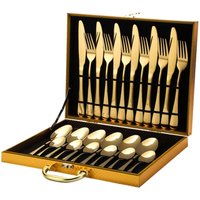 Decdeal 24-teiliger Flugzeug-Set Edelstahl Tabelle Castlery Service für 6 mit hochwertiger Lagerhülle Home Kitchen Restaurant Hotel von ASUPERMALL