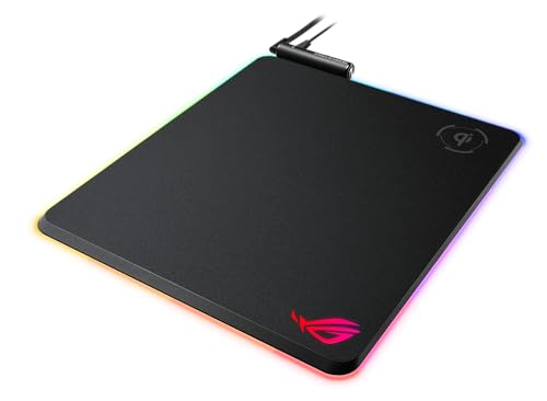 ASUS ROG Balteus QI RGB Gaming-Mauspad (drahtlose Ladefunktion, Aura Sync, USB-Passthrough, rutschfest) von ASUS