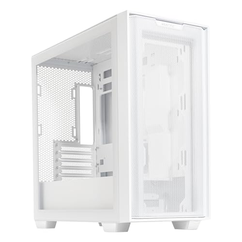 ASUS A21 Micro-ATX Gaming Gehäuse White (kompatibel mit 360 mm Radiatoren, 380 mm Grafikkarten, Frontpanel-Mesh, Fach für Kabelmanagement, weiß) von ASUS