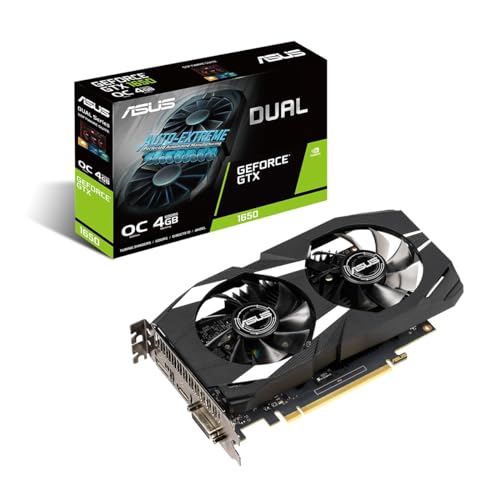 ASUS Dual GeForce GTX 1650 4GB OC Edition GDDR6 Gaming Grafikkarte (NVIDIA Turing Architektur, 4GB GDDR6 Speicher, PCIe 3.0, 1x HDMI 2.0b, 1x DisplayPort 1.4a, DUAL-GTX1650-O4GD6-P-EVO) von ASUS