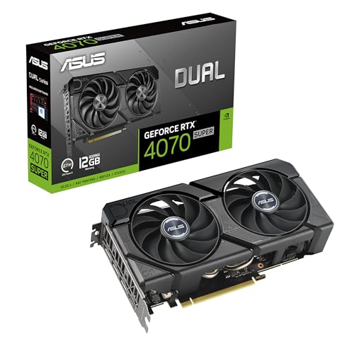 ASUS Dual GeForce RTX 4070 SUPER EVO 12GB GDDR6X Gaming Grafikkarte (Nvidia RTX4070 SUPER DLSS 3, PCIe 4.0, 1x HDMI 2.1a, 3X DisplayPort 1.4a, DUAL-RTX4070S-12G-EVO) von ASUS