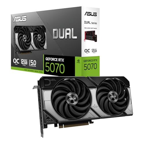 ASUS Dual GeForce RTX 5070 12GB GDDR7 OC Edition Gaming Grafikkarte (NVIDIA Blackwell Architektur und DLSS 4, 2,5-Slot Design, SSF, PCIe 5.0, 3X DisplayPort 2.1b, 1x HDMI 2.1b, PRIME-RTX5070-O12G) von ASUS
