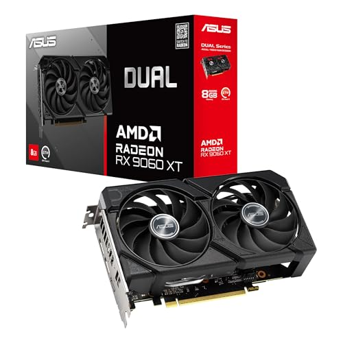 ASUS Dual Radeon RX9060XT 8G GDDR6 Gaming Grafikkarte (AMD Radeon RX9060XT, AMD RDNA 4 Architektur, 2,5-Slot Design, DUAL BIOS, PCIe 5.0, 1x HMDI 2.1b, 2X DisplayPort 2.1a, DUAL-RX9060XT-8G) von ASUS