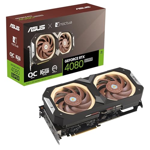 ASUS GeForce RTX 4080 SUPER 16GB GDDR6X Noctua OC Edition Gaming Grafikkarte (Nvidia RTX4080 SUPER DLSS 3, PCIe 4.0, 2X HDMI 2.1, 3X DisplayPort 1.4a, RTX4080S-O16G-NOCTUA) von ASUS