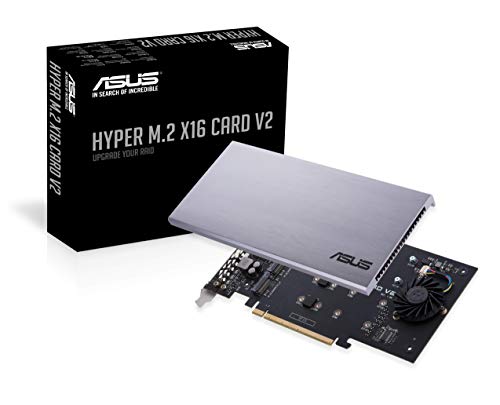 ASUS Hyper M.2 X16 PCIe 3.0 X4 Erweiterungskarte V2 unterstützt 4 NVMe M.2 (2242/2260/2280/22110) bis zu 128 Gbit/s für Intel VROC und AMD Ryzen Threadripper NVMe Raid von ASUS