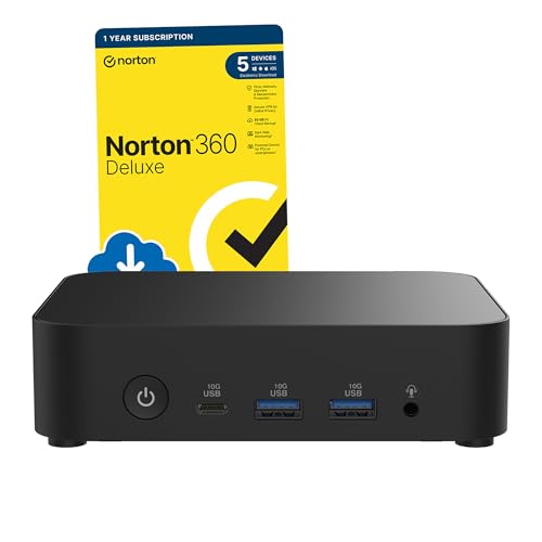 ASUS NUC 14 Mini PC Desktop (Intel N97, 8GB DDR5 RAM, 500GB PCIe Gen 4 SSD, WiFi 6E, Windows 11 Pro) inkl. kostenlosem Norton 360 Deluxe Anti-Virus von ASUS