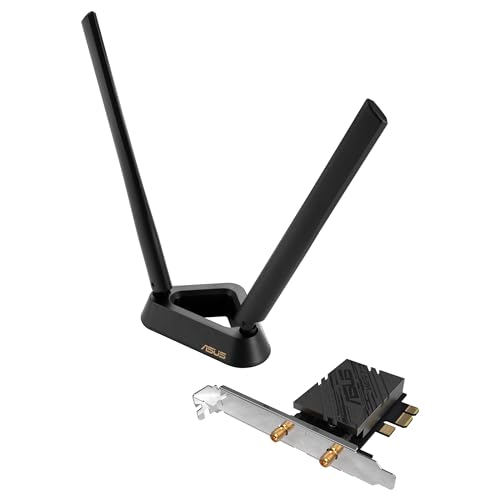 ASUS PCE-BE92BT WiFi 7 PCI-E Adapter (2 Externe Antennen und magnetisierter Sockel, unterstützt 6GHz Band, 320MHz, Bluetooth 5.4, WPA3 Netzwerksicherheit) von ASUS
