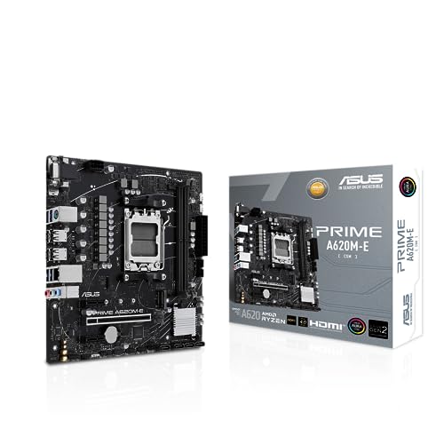 ASUS Prime A620M-E-CSM Mainboard Sockel AMD A620 (Ryzen 7000, Micro-ATX, DDR5 Speicher, PCIe 4.0, BIOS Flashback, USB 3.2 Gen 2, Aura Sync) von ASUS