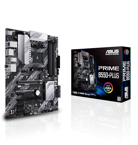 ASUS Prime B550-Plus Gaming Mainboard Sockel AM4 (ATX, Ryzen, PCIe 4.0, 2x M-2, 1Gbit/s-Ethernet, SATA 6Gbit/s, USB 3.2 Gen 2 Typ-A/C, Unterstützung für Aura Sync RGB Header) von ASUS