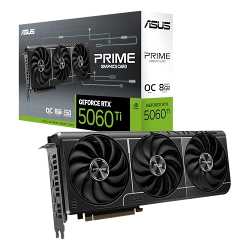 ASUS Prime GeForce RTX 5060 Ti 8GB GDDR7 OC Edition Gaming Grafikkarte (Nvidia GeForce RTX5060Ti DLSS 4, 2,5-Slot Design, PCIe 5.0, 3X DisplayPort 2.1b, 1x HDMI 2.1b, PRIME-RTX5060TI-O8G) von ASUS