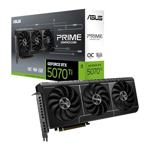 ASUS Prime GeForce RTX 5070 Ti 16GB GDDR7 OC Edition Gaming Grafikkarte (Nvidia GeForce RTX5070 Ti DLSS 4, 2,5-Slot Design, PCIe 5.0, 3X DisplayPort 2.1b, 1x HDMI 2.1b, PRIME-RTX5070TI-O16G) von ASUS