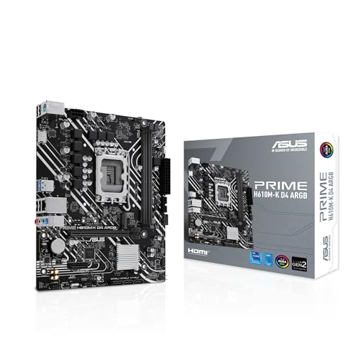 ASUS Prime H610M-K D4 ARGB Gaming Mainboard Sockel Intel LGA 1700 (Micro-ATX, DDR4, PCIe 4.0, M.2, HDMI, SATA 6 Gbit/s, AI Noise Cancelation, Aura Sync) von ASUS