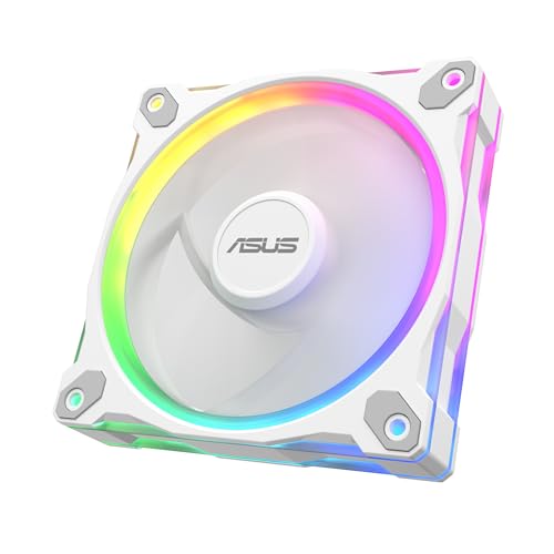 ASUS Prime MR120 ARGB Reverse Single Pack White Edition, 120mm PWM Lüfter, 20 ARGB LEDs, Lüftergeschwindigkeit 1600 RPM, Luftstrom 58 CFM, Rahmen 28 mm, Aura Sync von ASUS