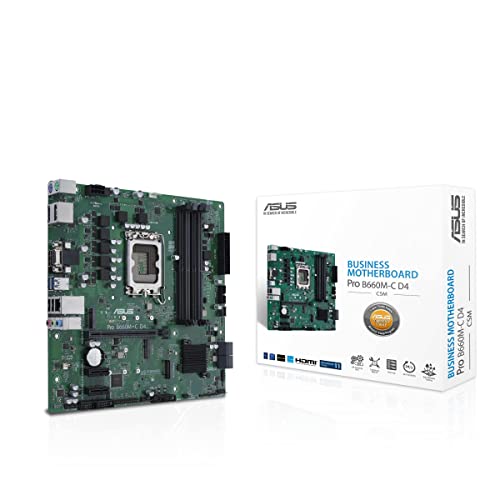 ASUS Pro B660M-C D4-CSM Business Mainboard Sockel Intel LGA 1700 (Intel B660, mATX, DDR4 Speicher, ASUS CSM, ASUS Control Center Express, COM-Debug-Header) von ASUS