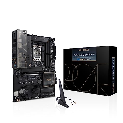 ASUS ProArt B760-CREATOR WiFi 6 Intel LGA 1700 (13. und 12. Generation) Content Creator Motherboard, DDR5, PCIe 5.0, 3 x M.2 Steckplätze, 2,5 GB & 1 GB LAN, USB 3.2 Gen 2x2 Typ-C Frontpanel, von ASUS