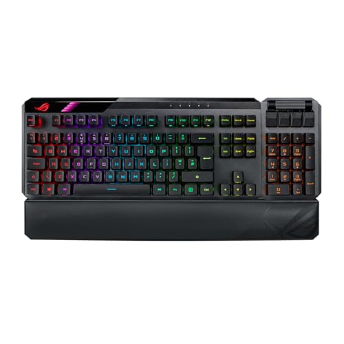 ASUS ROG Claymore II 100% / 80% TKL Wireless RGB Modular Gaming Keyboard, ROG RX Red Switches, PBT Doubleshot Keycaps, Detachable Numpad, Wrist Rest, Media Controls, USB Passthrough-Black, UK Layout von ASUS
