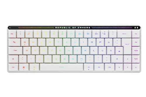 ASUS ROG Falchion RX Low Profile 65% kabellose Gaming-Tastatur (QWERTZ-Layout, optische ROG RX Low-Profile-Switches, Bluetooth, 2,4-GHz-RF Wireless, kabelgebunden USB, MacOS kompatibel, weiß) von ASUS