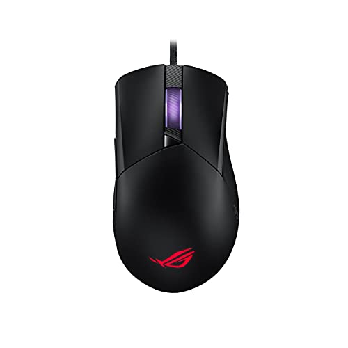 ASUS ROG Gladius III asymmetrische FPS-Gaming-Maus (19.000 DPI-Sensor (bis zu 26.000 DPI skalierbar), Push-Fit-Schaltersockel II, Zero-Click-Latenz, ROG-Paracord-Kabel, Aura Sync), Schwarz von ASUS