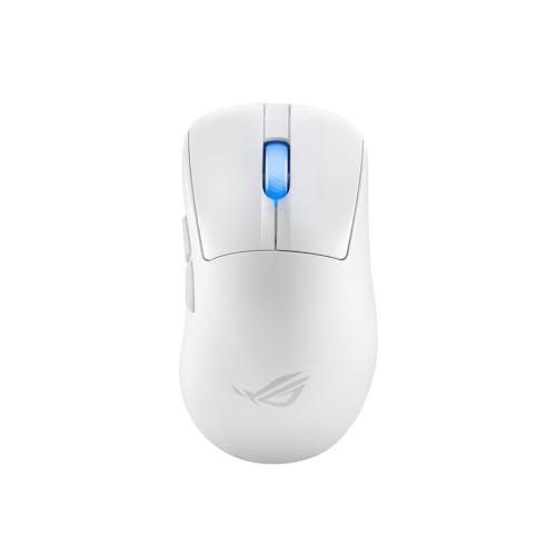 ASUS ROG Keris II Ace Wireless AimPoint White Gaming Maus (ergonomisch, optischer Sensor ROG AimPoint Pro, 42.000 DPI, ROG Optical Micro Switches, USB, Bluetooth, 2,4-GHz-HF ROG SpeedNova, weiß) von ASUS