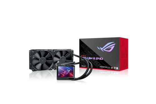 ASUS ROG RYUJIN II 240 All-in-One CPU-Wasserkühlung (3,5-Zoll-LCD, integrierter Pumpenlüfter zur Kühlung von VRM und M.2, 2x Noctua iPPC 2000 PWM 120mm Radiatorlüfter), Schwarz von ASUS