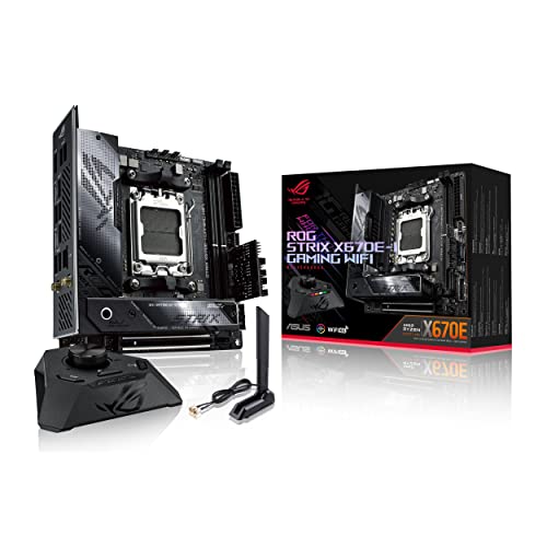 ASUS ROG STRIX X670E-I GAMING WIFI Mainboard Sockel AMD AM5 (Ryzen 7000, mini-ITX, DDR5 Speicher, 2x M.2, USB 3.2 Gen 2x2, PCIe 5.0, 2x USB 4, M.2 Backplate, WiFi 6E, Aura Sync) von ASUS