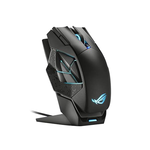 ASUS ROG Spatha X Wireless Gaming Mouse (Magnetischer Ladeständer, 12 programmierbare Tasten, 19.000 DPI, Push-Fit Hot Swap Switch Steckdosen, ROG Micro Switches, ROG Paracord und Aura RGB Lighting) von ASUS