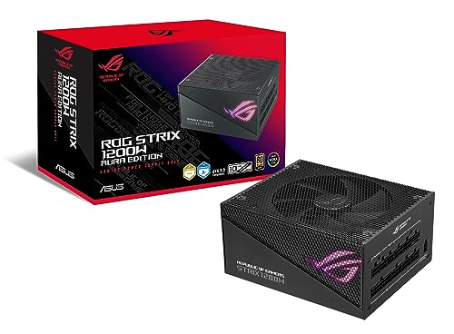 ASUS ROG Strix 1200 W Gold Aura Edition Netzteil (Zertifiziert 80+ Gold, ATX 3.0, Cybenetics Lambda A+ Zertifiziert, PCIe Gen 5.0, Axial-Tech, Aura Sync Lüfter) von ASUS