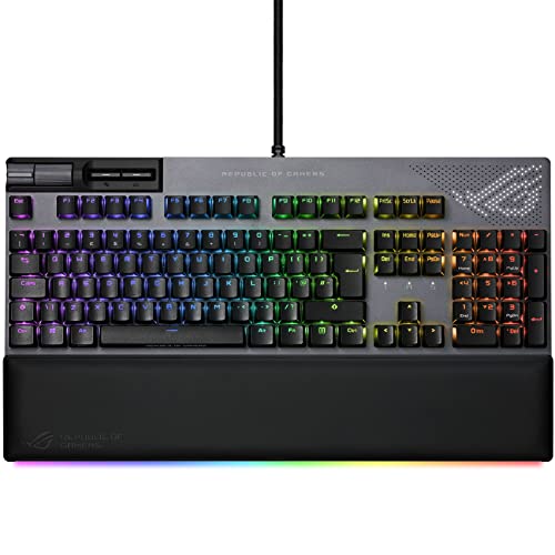 ASUS ROG Strix Flare II Animate 100% RGB Gaming Keyboard, Hot-Swappable ROG NX Red Switches, PBT Doubleshot Tastenkappen, LED Display, 8K Polling, Mediensteuerung, USB Passthrough, UK Layout von ASUS