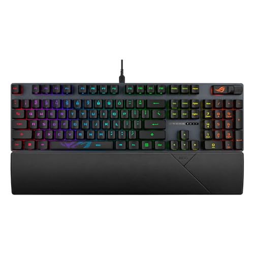 ASUS ROG Strix Scope RX Gaming-Tastatur, 100% RGB, ROG RX Red Optische mechanische Schalter, IP57 Wasserdicht, USB Pass, breitere Strg-Taste, Stealth-Taste, kompatibel mit Makros von ASUS