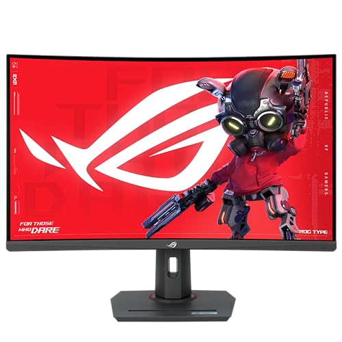 ASUS ROG Strix XG32WCMS 32 Zoll Gaming Monitor (2560x1440, Curved, 280Hz (über 144Hz), Fast VA, Extreme Low Motion Blur Sync, USB Type-C, DisplayWidget Center, Stativanschluss, HDR) von ASUS