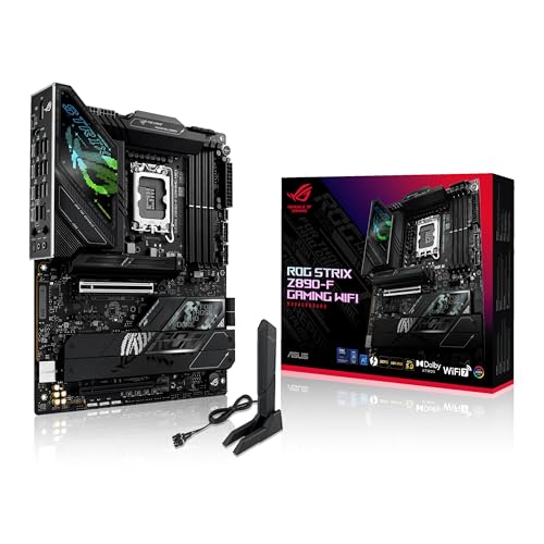 ASUS ROG Strix Z890-F Gaming WiFi Mainboard Sockel Intel LGA 1851 (ATX, Advanced AI, DDR5, WiFi 7, 5X M.2, Q-Release, PCIe 5.0, 2X Thunderbolt 4, DIMM Fit) von ASUS