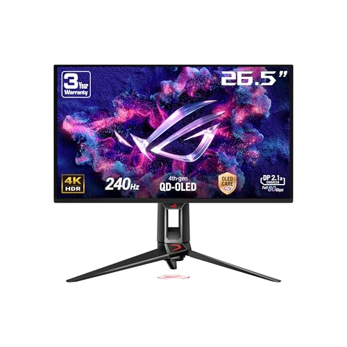 ASUS ROG Swift OLED PG27UCDM - 27 Zoll 4K UHD Gaming Monitor - 240 Hz, 0.03ms GtG, G-Sync, FreeSync, AdaptiveSync, KVM Switch, HDR 400 - QD-OLED, 16:9, 90W USB-C, DP 2.1, HDMI 2.1, USB-Hub, Ergo. ASUS ROG Swift OLED PG27UCDM - 27 Zoll 4K UHD Gaming Monitor - 240 Hz, 0.03ms GtG, G-Sync, FreeSync, AdaptiveSync, KVM Switch, HDR 400 - QD-OLED, 16:9, 90W USB-C, DP 2.1, HDMI 2.1, USB-Hub, Ergo. von ASUS