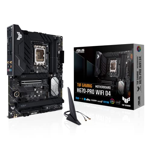 ASUS TUF GAMING H670-PRO WIFI D4 Mainboard Sockel Intel LGA 1700 (Intel H670, ATX, PCIe 5.0, DDR4-Speicher, 4x M.2, Intel WiFi 6) von ASUS