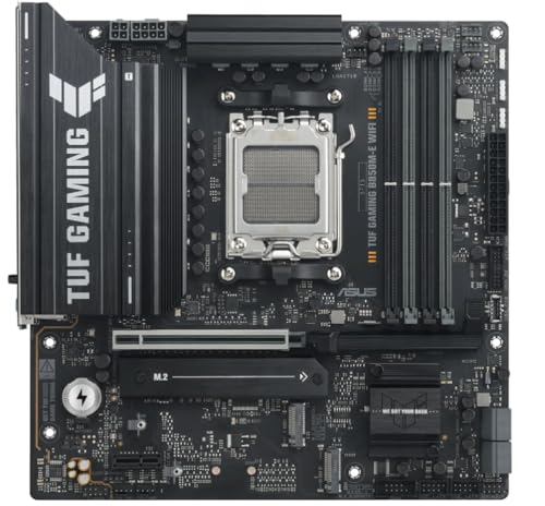 ASUS TUF Gaming B850M-E WiFi, Motherboard AMD Micro-ATX, 8+2+1 Stromphasen, DDR5-Slot, PCIe 5.0, 3 M.2-Steckplätze, WiFi 6E, Ethernet Realtek 2,5 GB, USB-C 10 Gbit/s, BIOS Flashback und Aura Sync von ASUS