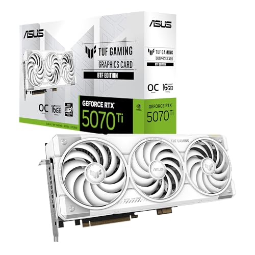 ASUS TUF Gaming GeForce RTX 5070 Ti 16GB GDDR7 BTF White OC Edition Grafikkarte (NVIDIA DLSS 4, 3,125-Slot, PCIe 5.0, 3X DisplayPort 2.1b, 2X HDMI 2.1b, GC-HPWR, Weiß, TUF-RTX5070TI-O16G-BTF-WHITE) von ASUS