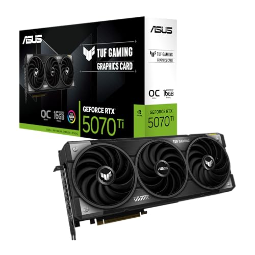 ASUS TUF Gaming GeForce RTX 5070 Ti 16GB GDDR7 OC Edition Gaming Grafikkarte (Nvidia GeForce RTX5070 Ti DLSS 4, 3,6-Slot Design, PCIe 5.0, 3x DisplayPort 2.1b, 2x HDMI 2.1b, TUF-RTX5070TI-O16G-GAMING) ASUS TUF Gaming GeForce RTX 5070 Ti 16GB GDDR7 OC Edition Gaming Grafikkarte (Nvidia GeForce RTX5070 Ti DLSS 4, 3,6-Slot Design, PCIe 5.0, 3x DisplayPort 2.1b, 2x HDMI 2.1b, TUF-RTX5070TI-O16G-GAMING) von ASUS