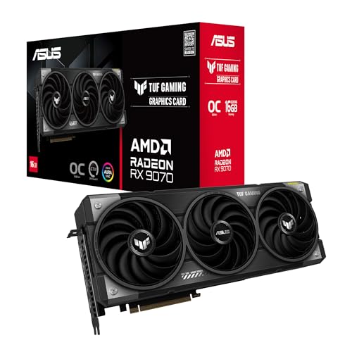 ASUS TUF Gaming Radeon RX 9070 OC Edition 16GB GDDR6 Grafikkarte (AMD Radeon Radeon RX9070, PCIe 5.0, 1x HDMI 2.1b, 3X DisplayPort 2.1a, 3.125-Slot-Design, TUF-RX9070-O16G-GAMING) von ASUS