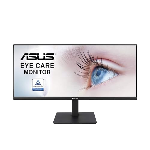 ASUS Eye Care VP349CGL - 34 Zoll UWQHD Monitor - 100 Hz, 1ms MPRT, FreeSync, HDR 10 - IPS Panel, 21:9, 3440x1440 - DisplayPort, HDMI, USB-C mit 15W, ergonomisch von ASUS