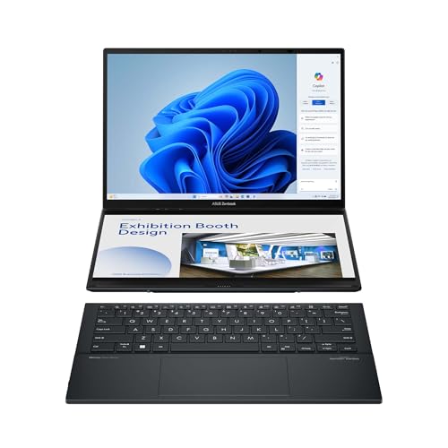 ASUS Zenbook Duo | Inkwell Gray | 2X 14 Touch WUXGA OLED | Core Ultra 5 125H | RAM: 16GB (DDR5) | SSD: 4TB | beleuchtete Tastatur | Windows 11 Pro #mit Notebooktasche von ASUS