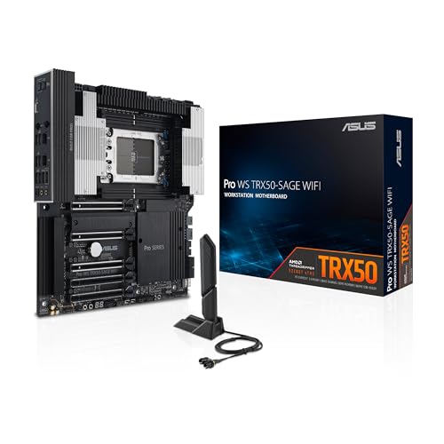 Asus PRO WS TRX50-SAGE WiFi Workstation Mainboard Sockel AMD sTR5 (Threadripper Pro 7000 WX, CEB Formfaktor, PCIe 5.0 x 15, PCIe 5.0 M.2, 10Gb + 2Gb LAN, Multi-GPU Support) von ASUS