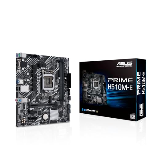 ASUS Prime H510M-E Mainboard Sockel Intel LGA 1200 (micro-ATX, PCIe 4.0, 32 Gbit/s M.2-Slot, 1Gbit/s-Ethernet, USB 3.2 Gen 1 Typ-A, SATA 6Gbit/s, COM-Header, adressierbarer Aura-Gen-2-Header) von ASUS